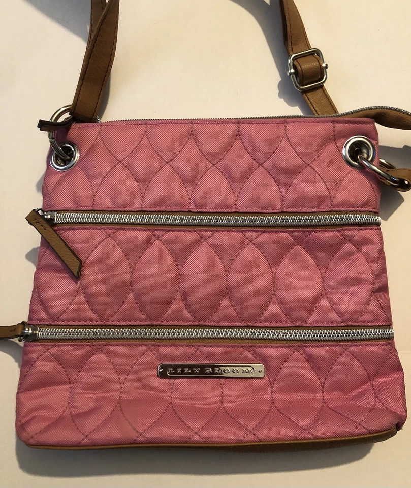 Lily Bloom Pink Crossbody Purse Zipper Pockets GW2.5D - Image 2 of 4