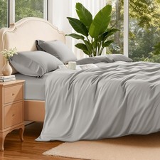 Grey , Smooth Cooling Breathable Duvet Cover 3 Piece with Zipper Closure Q