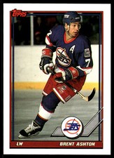 1991-92 Topps #240 Brent Ashton Winnipeg Jets Hockey Card