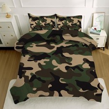 Green Camouflage Comforter Set Full Size Camo Bedding Set for Teens Boys Soft...