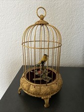 Vintage deutscher Aufzieh-Vogelkäfig-Musikautomat