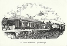 Class 37 Spean Bridge Old Station Restaurant 1998 Helen Bunney sketch postcard