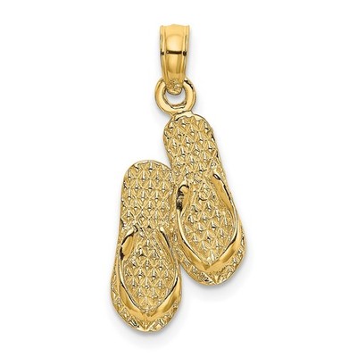 14K Yellow Gold ANTIGUA W.I. Double Flip-Flop Charm Pendant
