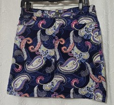 Croft  Barrow Women's Colorful Paisley Print Stretch Five Pockets Skort Size 6