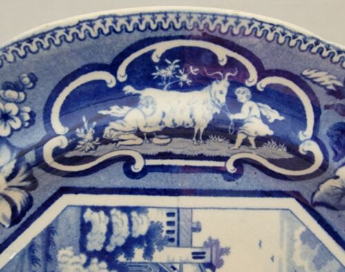 J&W Ridgway 10" Pearlware Dark Blue Dinner Plate Christ Church Oxford ☆1825 UK - Picture 4 of 9
