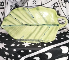 2 GORGEOUS TIKA VINTAGE HOME ETC, INC. PALM BEACH STYLE, BANANA LEAF PLATTERS.
