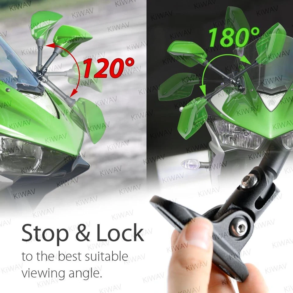 Fin- rear mirrors green sporty look ABS convex fits fairing - Изображение 4 из 4