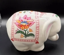 Prestige Place Elephant Trunk Up Cotton Ball Dispenser With Flowers