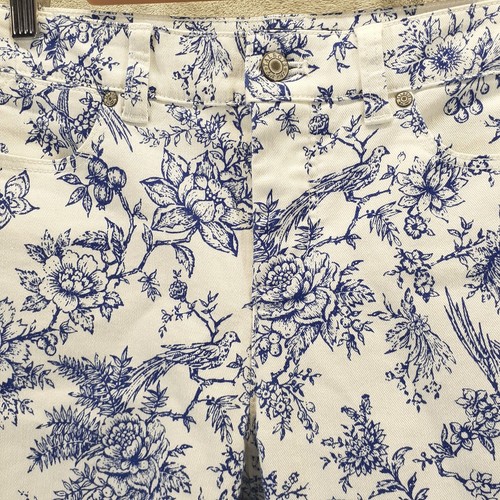Talbots Womens Size 4 Mid Rise Ankle Jean With Pockets White Blue Floral - Picture 2 of 9