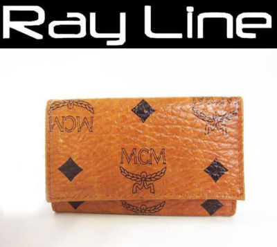 100% authentic MCM 4 consecutive key case brown leather {USED}