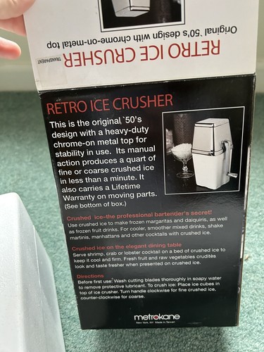 Metrokane Ice Crusher New With Box Opened - Picture 12 of 13
