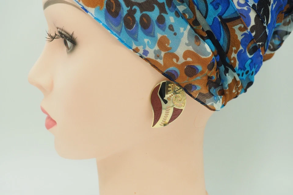 1980's vintage Edgar Berebi Asymmetric Modern Leaf stud post earrings - Image 4 of 4