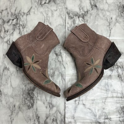 Miss Macie Ladies Pedal Pusher Booties Leather Ankle Boots floral embroidered 9