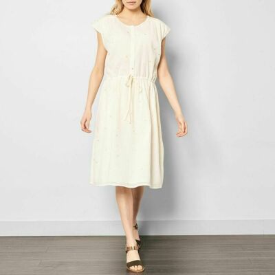 Des Petits Hauts Etretat Shimmer Ivory Midi Dress Cotton Tie Kimono S New 203644