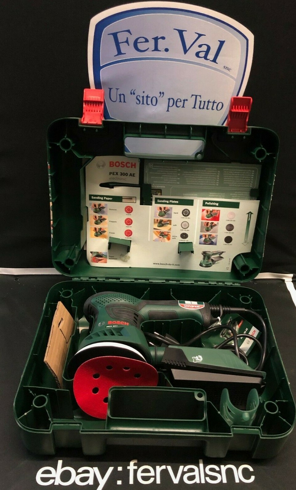 LEVIGATRICE ORBITALE BOSCH PEX 300 AE IN VALIGIETTA VERDE NERA CODICE PEX300AE