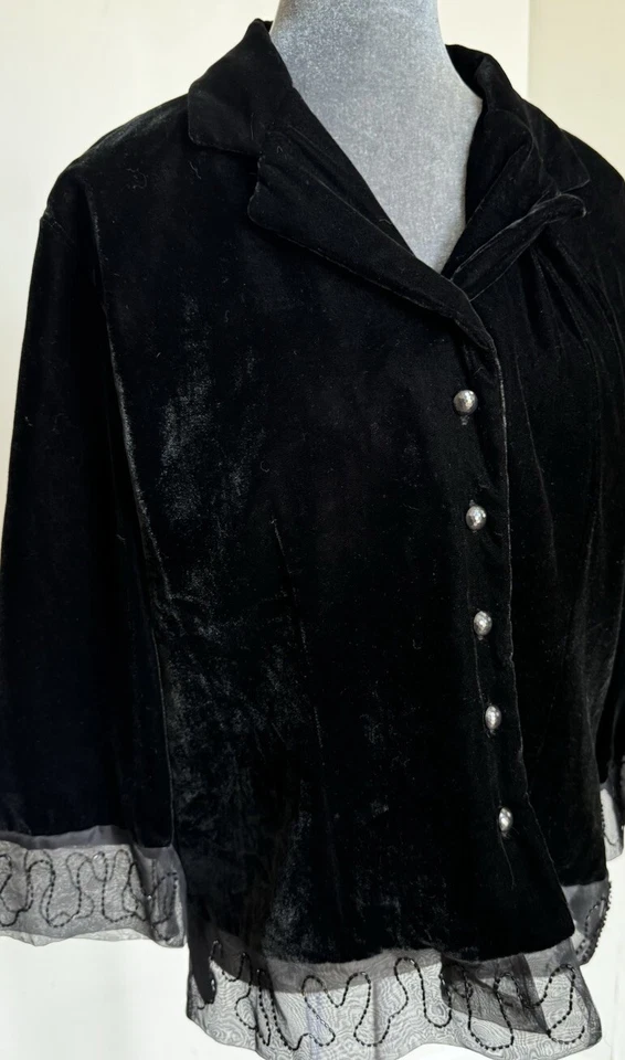 复古 80 年代 Carole Little Velvet Blazer M 装饰透明巫婆奇思 — 第 2/4 张图片