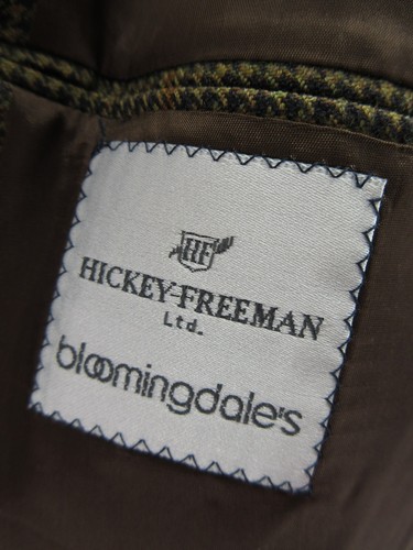 Hickey Freeman Sport Coat Men 44 L Green Blazer Houndstooth Wool Flannel Jacket - Picture 11 of 14