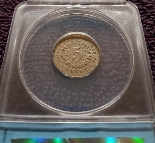 Escudo Níquel 1866, edición primer año, ANACS AU55 - Imagen 3 de 4
