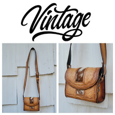 Vintage Handmade Leather Crossbody Bag Hand Tooled