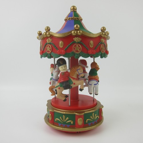 Vintage Christmas Electronic Carousel Horses Move & Plays 12 Melodies With Box - Imagen 4 de 20