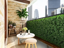 [2024 Upgrade]  39" X 198" Artificial Ivy Privacy Fence & Grass Backdrop Wall, F