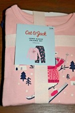 Snow Girl Pajama Fleece Set Cat  Jack Sleepwear Christmas Pjs Sz 18 Mos