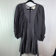 Maeve Anthropologie Niyala Dress S Boho Printed Black Long Sleeve A-Line Mini