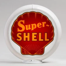 Super Shell (Red) Gas Pump Globe 13.5" in White Plastic Body (G446)