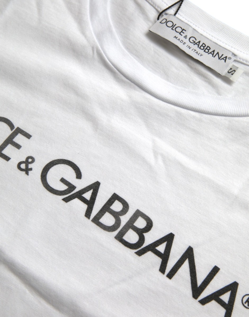 DOLCE & GABBANA T-shirt White Logo Print Cotton Crew Neck DOLCE & GABBANA T-shirt White Logo Print Cotton Crew Neck