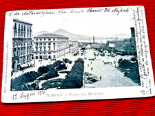 Rara Cartolina 1900 Napoli- Piazza Del Municipio animata e movimentata- f.p.- v.