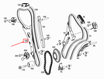 MERCEDES-BENZ S W222 Right Engine Chain Tensioning Rail 
