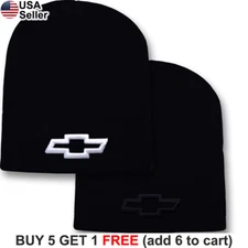 Chevy Logo Short Beanie Bowtie Truck Racing Skull Cap Corvette Camaro Hat Men