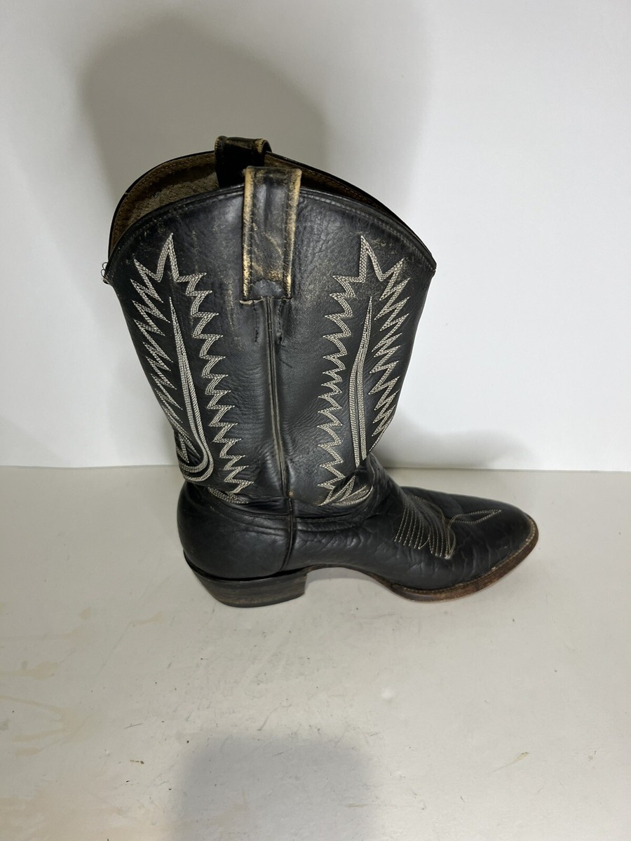 Vintage Cowtown Black Leather Western Cowboy Boots Men’s 9D Handmade USA Cowtown Cowboy Boots Black Leather Mens 8 D Vintage Western  main image 3