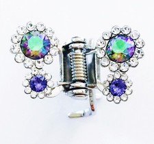 USA HAiR CLAW using Swarovski Crystal Hair Clip Pin Party Butterfly Silver AB