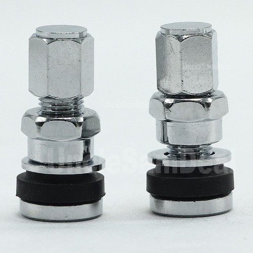 ENKEI PF01 PF01SS ALUMINUM BOLT ON SHORT BASE CHROME SPORT VALVE STEMS CAPS SET - Picture 8 of 9