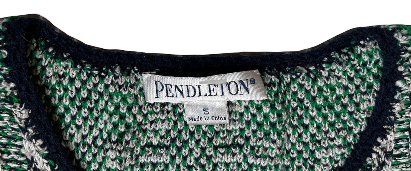 Pendleton Blue Green Chevron Button Up Cotton Sil… - image 5