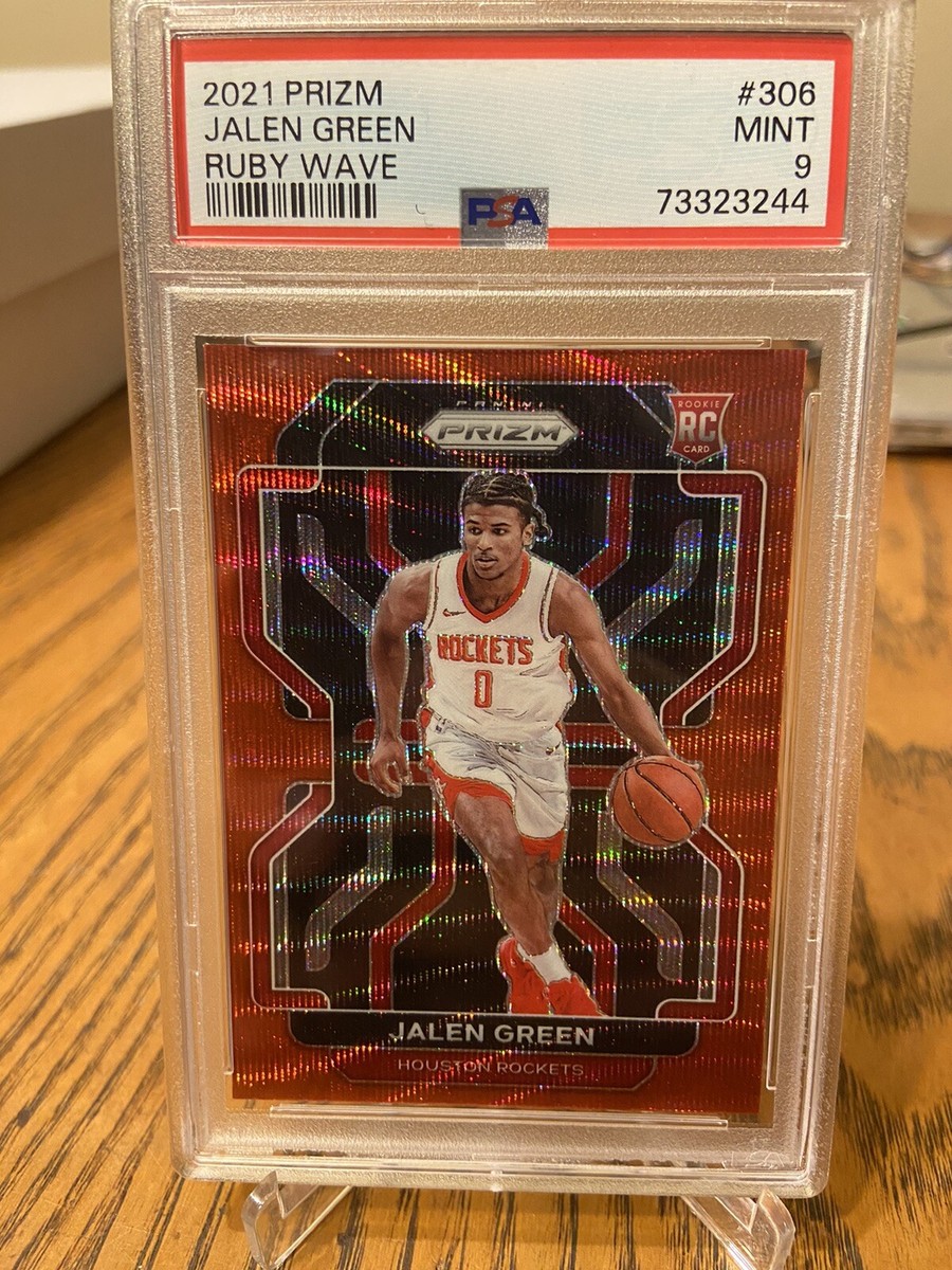2021-22 Panini Prizm Jalen Green RC Rookie Ruby Wave PSA 9 Mint 