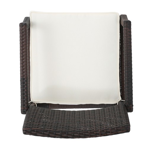 Set of 2 Wicker Rattan Patio Dining Chairs W/cushion for Backyard Porch Garden - Picture 10 of 14
