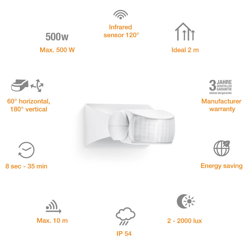 Steinel Bewegungsmelder IS 1 Infrarot Sensor Melder Außen Innen 10m Reichweite - Bild 2 von 4