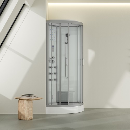 Steam Shower Cabin 900x900mm White Modern Spa Room Cubicle Enclosure Bathroom - Picture 2 of 9