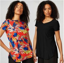 Antthony Designs Pack of 2 Plain and Printed Tops with Curved Hem Size M New