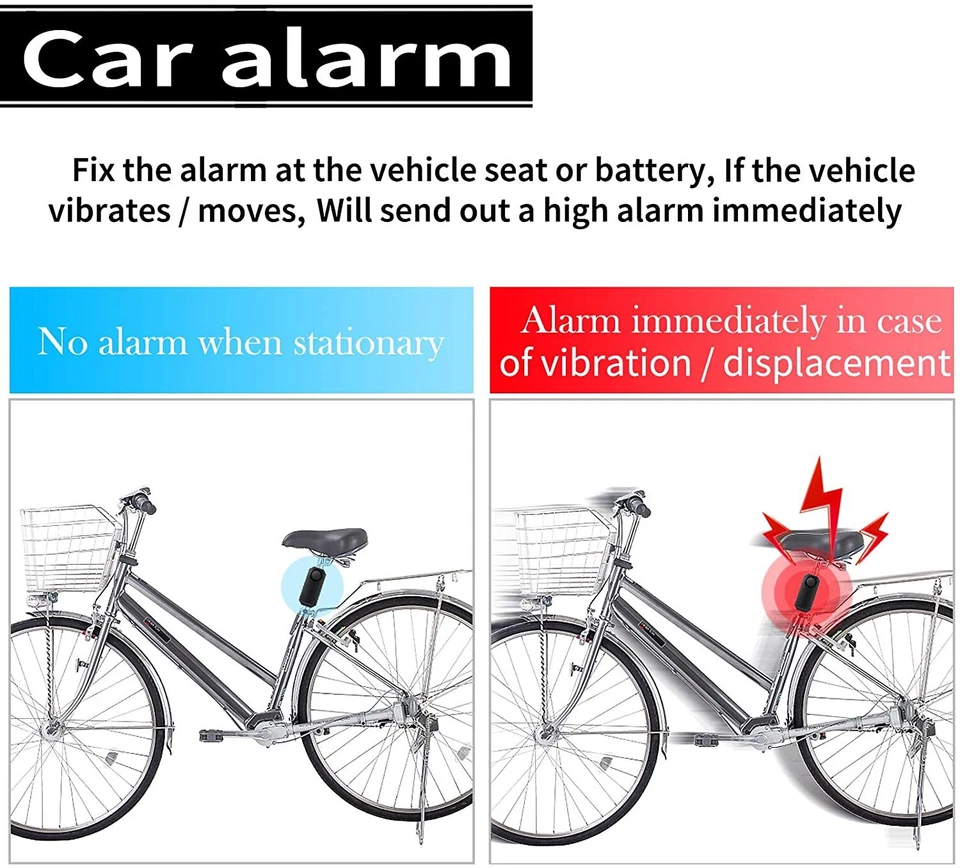 Wireless Anti-Theft Vibration Motorcycle Bike Alarm Remote Waterproof Bicycle US - Image 2 of 4