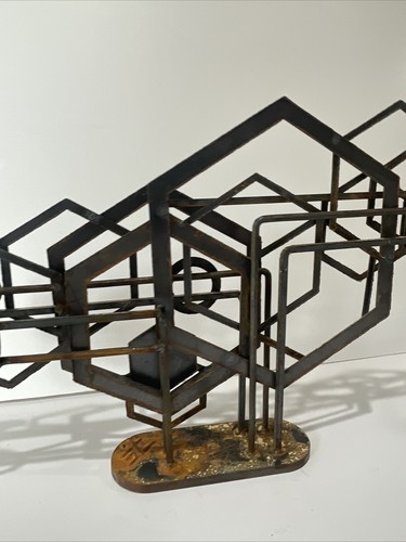 ABSTRACT METAL SCULPTURE MODERNISM EXPRESSIONISM BRUTALISM FRANK COTA LISTED - Picture 10 of 11