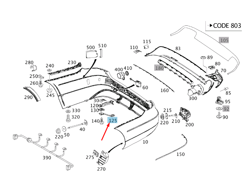 MERCEDES-BENZ E W212 Stoßstangenhalterung hinten rechts A2128853614