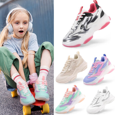 DREAM PAIRS Kids Girls Sneakers Jelly Sole Lace up Lightweight Walking Shoes