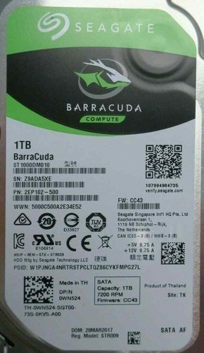 Dell 0WN524 WN524 1TB 6Gb/s 7.2k RPM 3.5" SATA LFF Hard Disk Drive ST1000DM003 - 第 2/2 張圖片