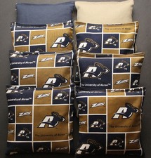 Set of 8 ACA Cornhole Bean Bags made w University of AKRON Zips Fabric