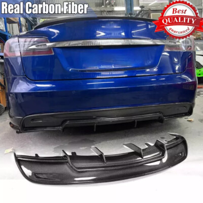 For Tesla Model S 2012-2016 Pre-Facelift Real Carbon Rear Bumper Lip Diffuser
