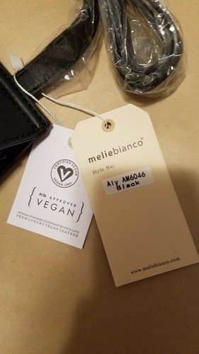 Borsa a tracolla piccola MELIE Bianco Aly anello nero pelle VEGAN NUOVA CON ETICHETTE NUOVA - Foto 4 di 9
