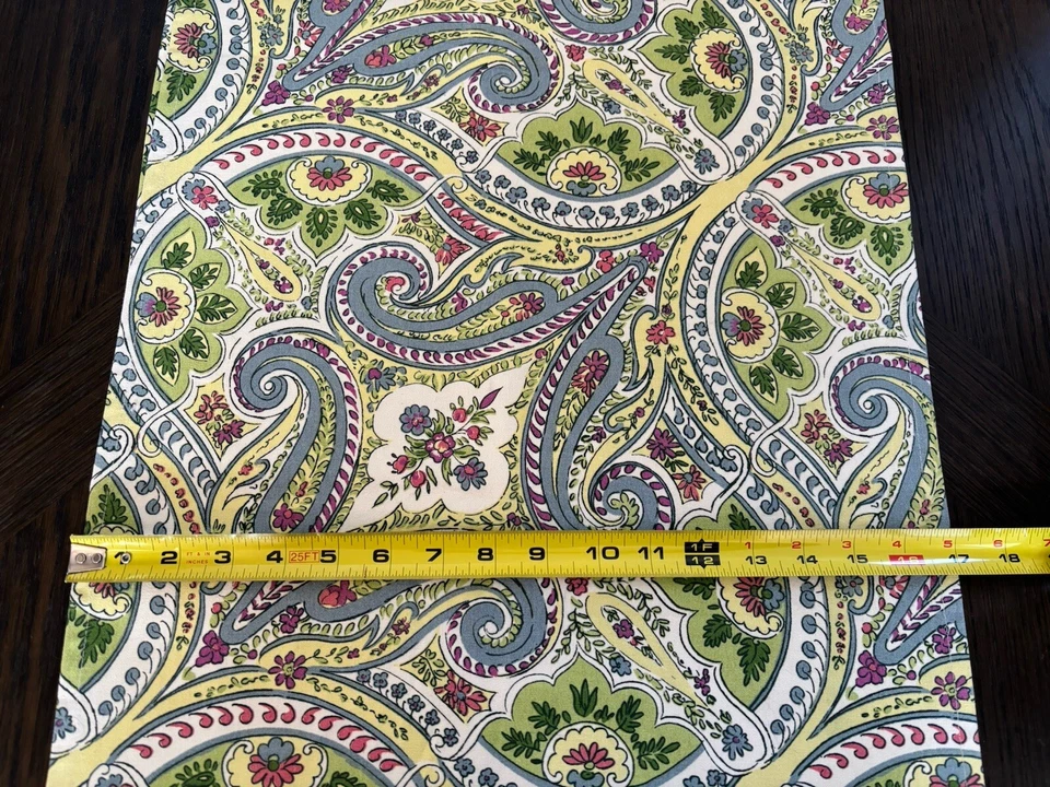 April Cornell Table Runner Floral Paisley Cotton 89 X 17” Green Yellow Blue Pink - Image 4 of 4